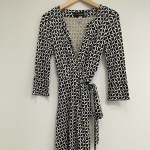 Diane Von Furstenberg Black and White Patterned Dress